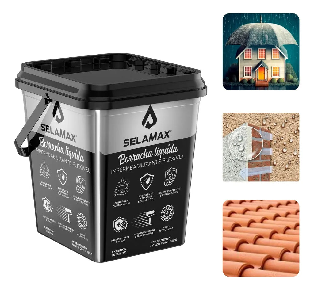 Selamax: Borracha Líquida Impermeabilizante Flexível – Proteção Contra Infiltrações para Telhados, Lajes e Paredes