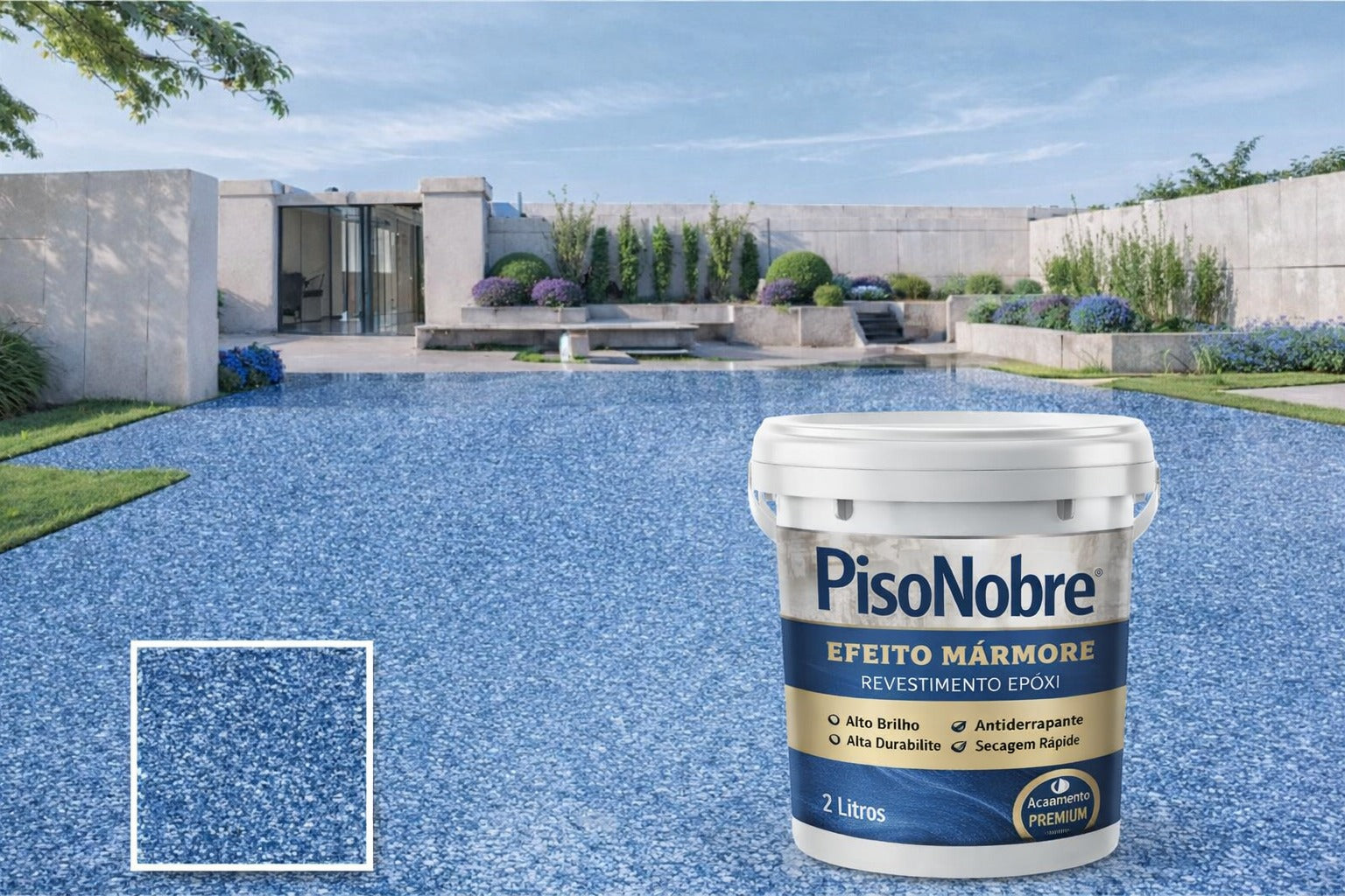 Revestimento de Piso Epóxi com Acabamento de Mármore de Alto Brilho + BRINDE HOJE 🔥Kit Ferramentas de Aplicação🔥