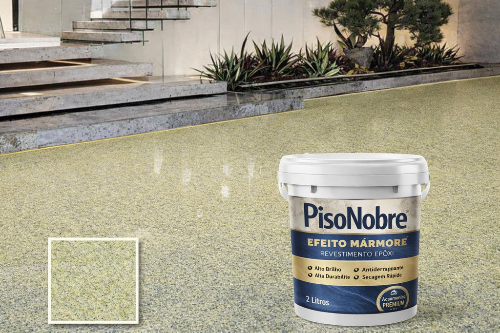 Revestimento de Piso Epóxi com Acabamento de Mármore de Alto Brilho + BRINDE HOJE 🔥Kit Ferramentas de Aplicação🔥